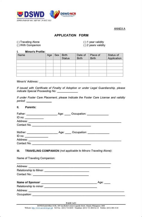 dswd travel clearance form for minors pdf|APPLICATION FORM .
